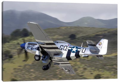 A P-51 Mustang Takes Off From Half Moon Bay, California Canvas Art Print