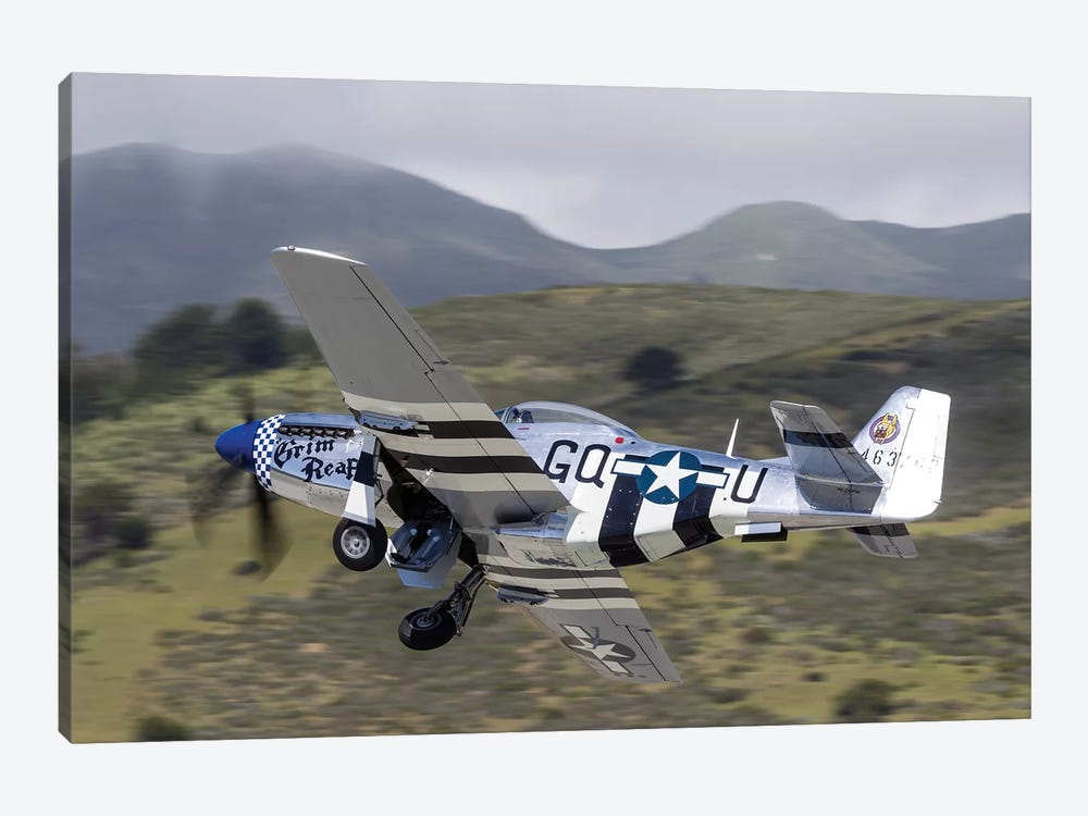 A P-51 Mustang Takes Off From Half Moon Bay, California by Rob Edgcumbe 1-piece Canvas Wall Art