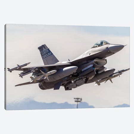 A US Air Force F-16C Fighting Falcon Takes Off From Nellis Air Force Base, Nevada Canvas Print #TRK446} by Rob Edgcumbe Canvas Wall Art