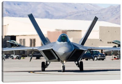 A US Air Force F-22A Raptor Taxiing At Nellis Air Force Base, Nevada Canvas Art Print