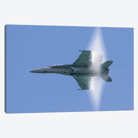 A US Navy F/A-18F Super Hornet Flies By At High Transonic Speed Canvas Print #TRK450} by Rob Edgcumbe Canvas Artwork