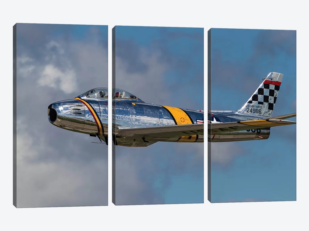 A Vintage F-86 Sabre Of The Warbird Heritage Foundation by Rob Edgcumbe 3-piece Canvas Art