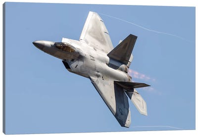 An F-22A Raptor Of The US Air Force Turns At High Speed I Canvas Art Print