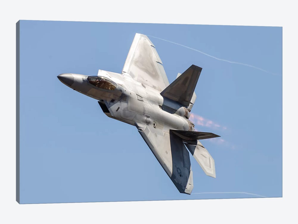 An F-22A Raptor Of The US Air Force Turns At High Speed I by Rob Edgcumbe 1-piece Canvas Print