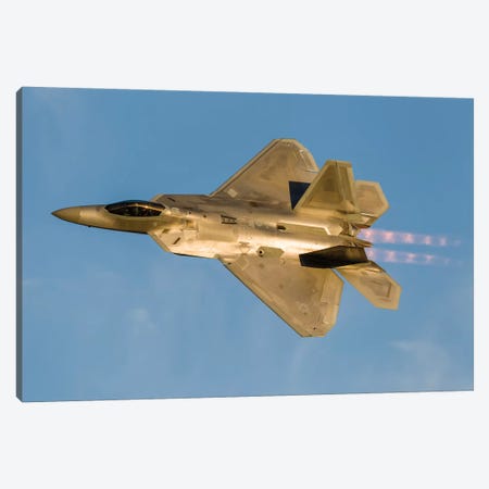 An F-22A Raptor Of The US Air Force Turns At High Speed II Canvas Print #TRK459} by Rob Edgcumbe Canvas Wall Art