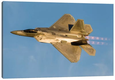 An F-22A Raptor Of The US Air Force Turns At High Speed II Canvas Art Print