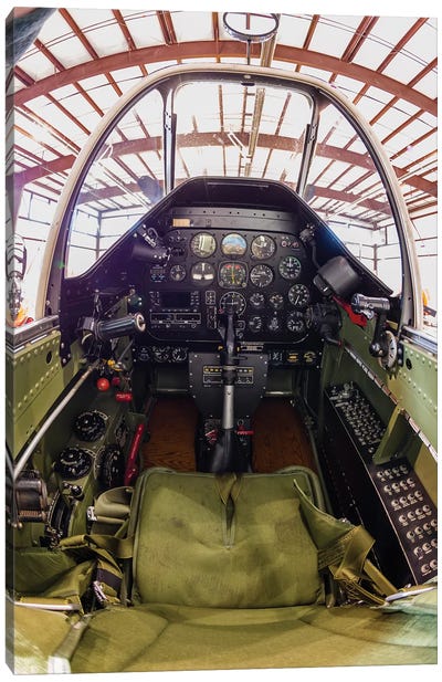 The Cockpit Of A P-51 Mustang Canvas Art Print - Military Aircraft Art