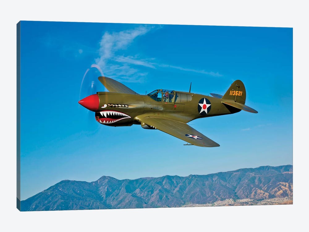 A Curtiss P-40E Warhawk In Flight Near Chino, California II by Scott Germain 1-piece Canvas Artwork