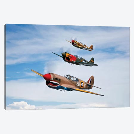 A Group Of P-40 Warhawks Fly In Formation Near Nampa, Idaho Canvas Print #TRK469} by Scott Germain Canvas Art Print