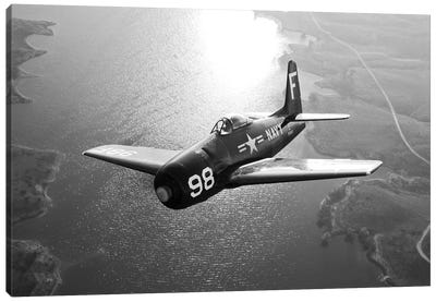 A Grumman F8F Bearcat In Flight Canvas Art Print - Airplane Art