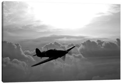 A Hawker Hurricane Aircraft In Flight II Canvas Art Print - Veterans Day