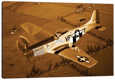 A North American P-51D Mustang In Flight Canvas Art Print