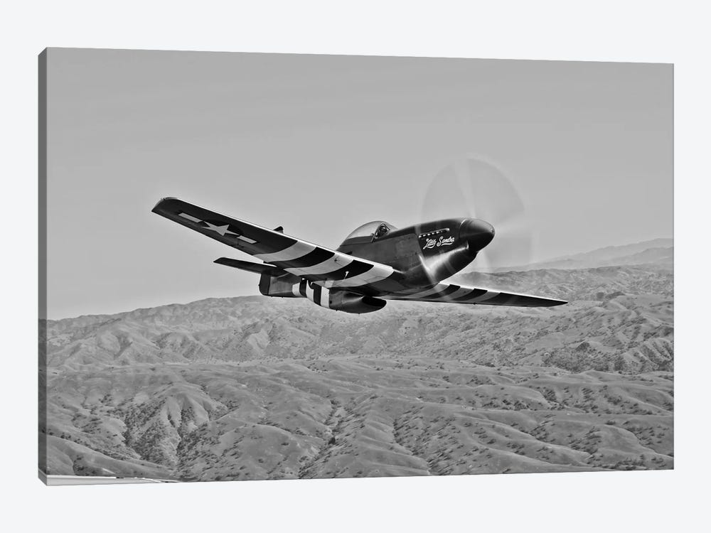 A P-51D Mustang In Flight Over Hollister, California by Scott Germain 1-piece Canvas Artwork