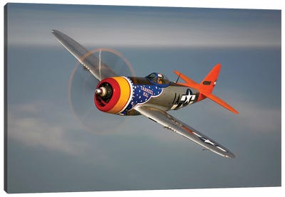A Republic P-47D Thunderbolt In Flight Canvas Art Print - Military Art