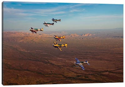 Extra 300 Aerobatic Aircraft Fly In Formation Over Mesa, Arizona I Canvas Art Print