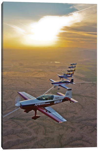 Extra 300 Aerobatic Aircraft Fly In Formation Over Mesa, Arizona II Canvas Art Print
