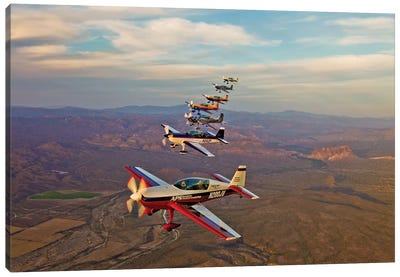 Extra 300 Aerobatic Aircraft Fly In Formation Over Mesa, Arizona III Canvas Art Print