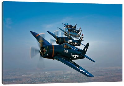 Five Grumman F8F Bearcats In Formation Canvas Art Print