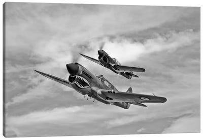 Two Curtiss P-40 Warhawks In Flight Near Nampa, Idaho Canvas Art Print