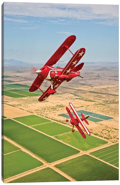 Two Pitts Special S-2A Aerobatic Biplanes In Flight Near Chandler, Arizona Canvas Art Print