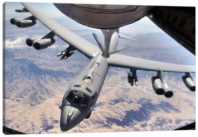 A B-52 Stratofortress Receives Fuel From A KC-135 Stratotanker Over Afghanistan Canvas Art Print - Veterans Day