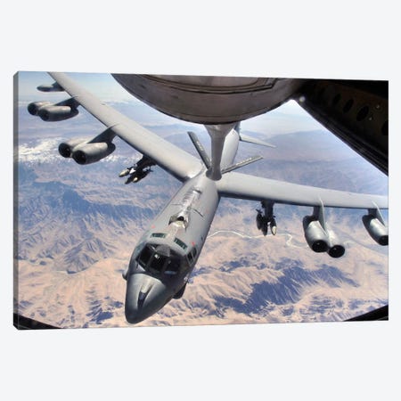 A B-52 Stratofortress Receives Fuel From A KC-135 Stratotanker Over Afghanistan Canvas Print #TRK525} by Stocktrek Images Art Print