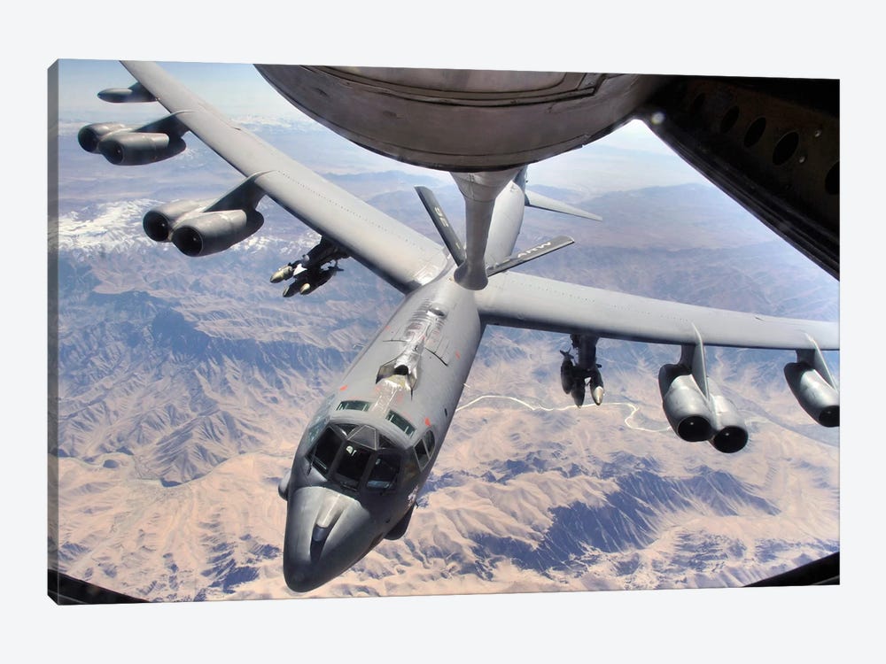 A B-52 Stratofortress Receives Fuel From A KC-135 Stratotanker Over Afghanistan by Stocktrek Images 1-piece Canvas Wall Art