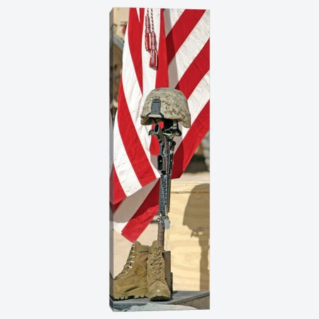 A Battlefield Memorial Cross Rifle Display Canvas Print #TRK528} by Stocktrek Images Canvas Art