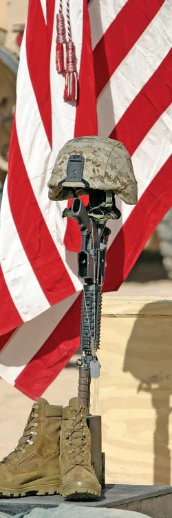 A Battlefield Memorial Cross Rifle Display by Stocktrek Images wall art