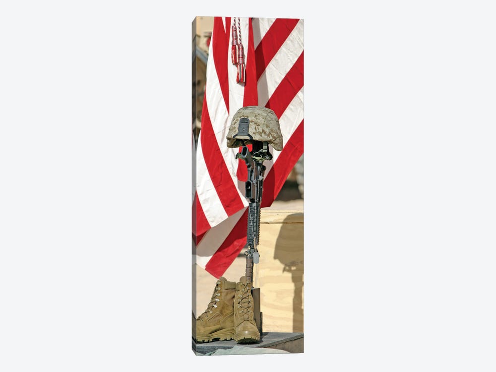 A Battlefield Memorial Cross Rifle Display by Stocktrek Images 1-piece Canvas Print