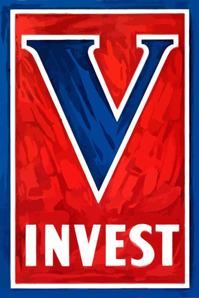 V For Victory - Invest Wartime Poster by Stocktrek Images framed canvas print
