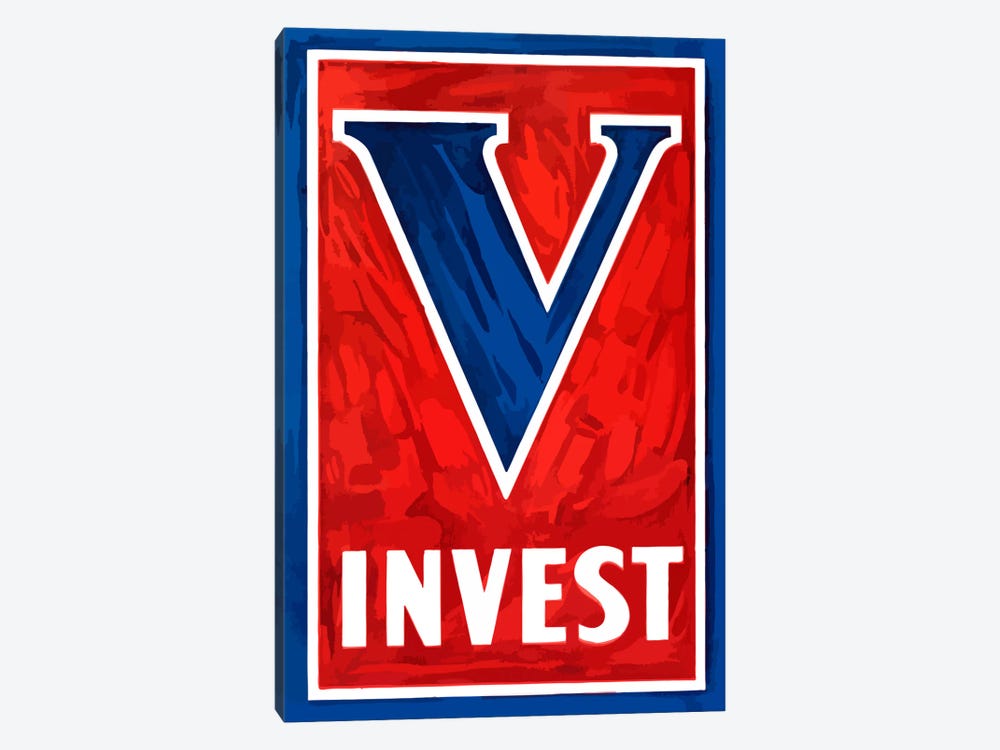 V For Victory - Invest Wartime Poster by Stocktrek Images 1-piece Canvas Artwork
