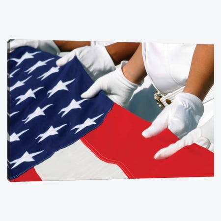 A Naval Station Pearl Harbor Ceremonial Guard Folds The National Ensign During A Burial Ceremony Canvas Print #TRK577} by Stocktrek Images Canvas Artwork