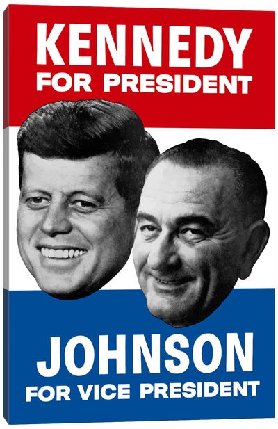 Vintage 1960 Democratic Nominees Election Poster Canvas Art Print - John F. Kennedy