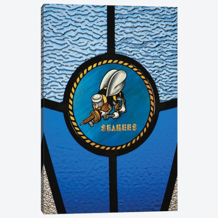A Single Seabee Logo Built Into A Stained-Glass Window Canvas Print #TRK593} by Stocktrek Images Canvas Art Print