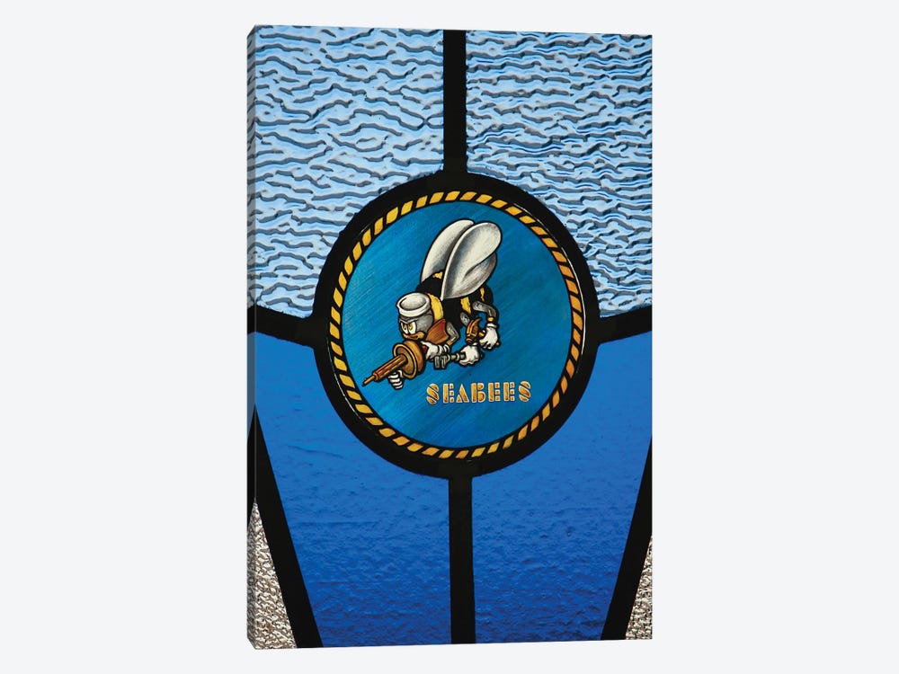 A Single Seabee Logo Built Into A Stained-Glass Window by Stocktrek Images 1-piece Art Print