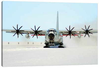 A Ski-Equipped LC-130 Hercules Canvas Art Print - Airplane Art