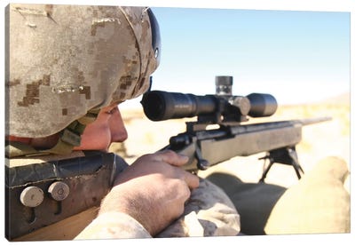 A Soldier Aims His M40A3 Scout Sniper Rifle Canvas Art Print