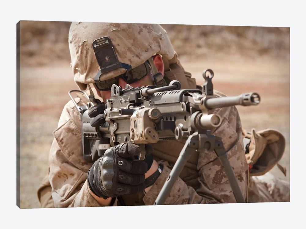 A Squad Automatic Weapon Gunner Provides Security by Stocktrek Images 1-piece Canvas Wall Art