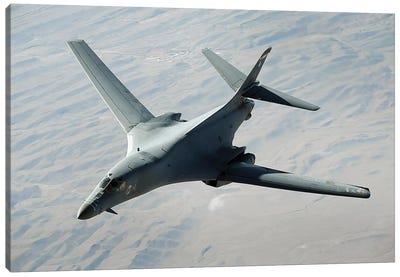 A US Air Force B-1B Lancer On A Combat Patrol Over Afghanistan Canvas Art Print - Military Aircraft Art