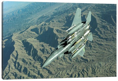 A US Air Force F-15E Strike Eagle On A Combat Patrol Over Afghanistan Canvas Art Print - Air Force