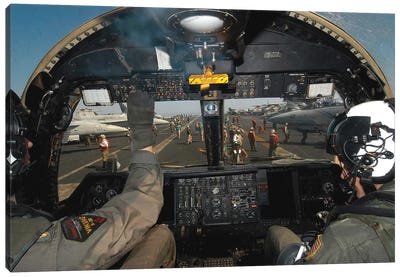 A View From The Tactical Coordinator's Position Aboard A US Navy S-3B Viking Aircraft Canvas Art Print