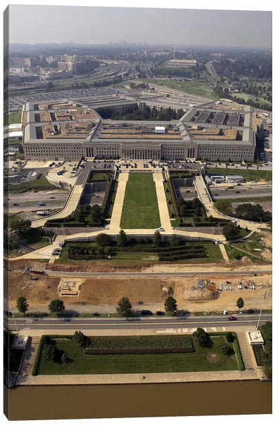Aerial Photograph Of The Pentagon With The River Parade Field In Arlington, Virginia Canvas Art Print - Stocktrek Images - Military Collection