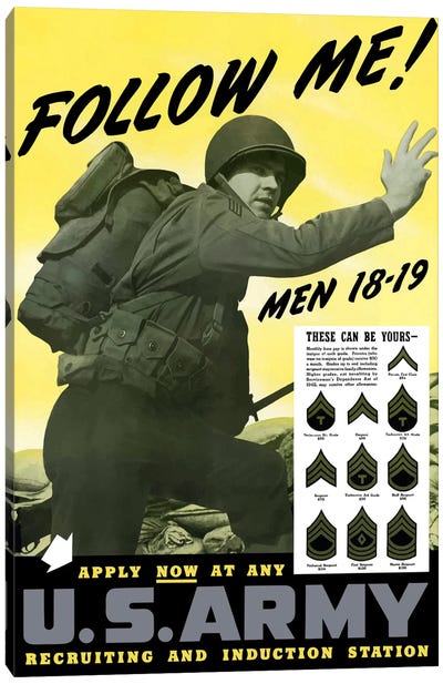 Vintage US Army Recruitment Poster Canvas Art Print - Army Art
