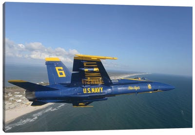 An F/A-18 Hornet From The Blue Angels Flies A Training Sortie Canvas Art Print - Stocktrek Images - Military Collection
