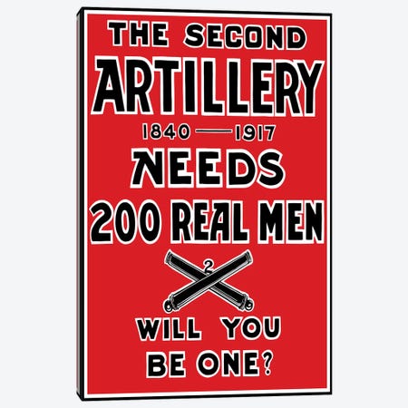 Vintage WWI 2nd Artillery Recruitment Poster Canvas Print #TRK69} by Stocktrek Images Canvas Artwork