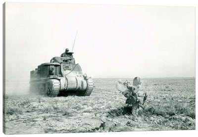An M3 Grant Tank On The Move During The Battle Of Kasserine Pass, Tunisia Canvas Art Print - Tank Art
