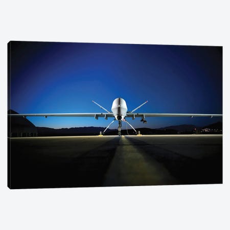 An MQ-9 Reaper Sits On The Flight line Canvas Print #TRK756} by Stocktrek Images Canvas Wall Art