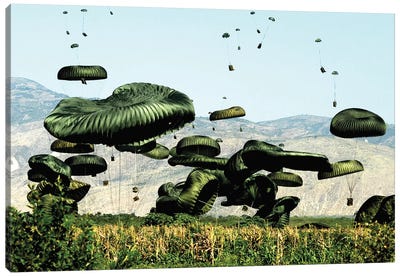 Bundles Of Food And Water Are Air Delivered To The Outlying Area Of Port-Au-Prince, Haiti Canvas Art Print