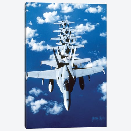 F/A-18C Hornet Aircraft Fly In Formation During Operation Desert Shield Canvas Print #TRK798} by Stocktrek Images Canvas Print